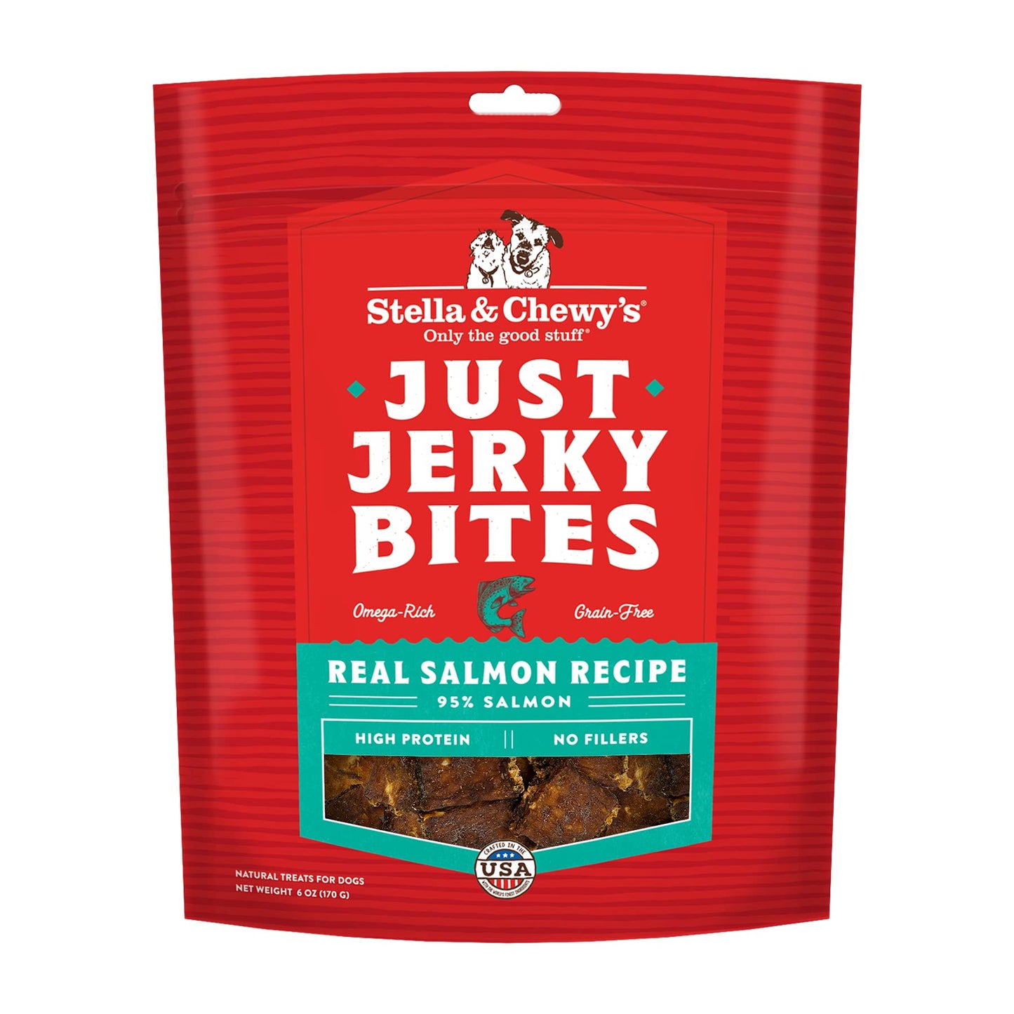 Stella & Chewy's Premium Salmon Jerky Dog Treats - 95% Real Fish Bites for Sensitive Stomachs - Natural Limited Ingredient Treats for Small and Large Dogs - No Grain, Wheat or Soy - 6 oz Bag