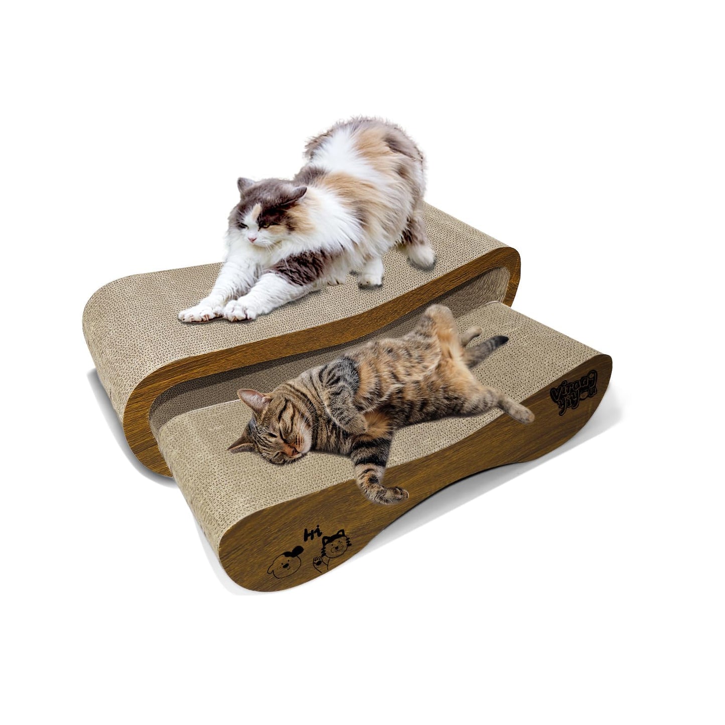 2 in 1 Cat Scratcher Bed, Cat Scratching Board, Cats Scratcher Set, Scratch-Resistant Cat Scratching Post Large (27.5L X 9H in.) and Small (24.5L X 6H in.), Corrugated Cardboard