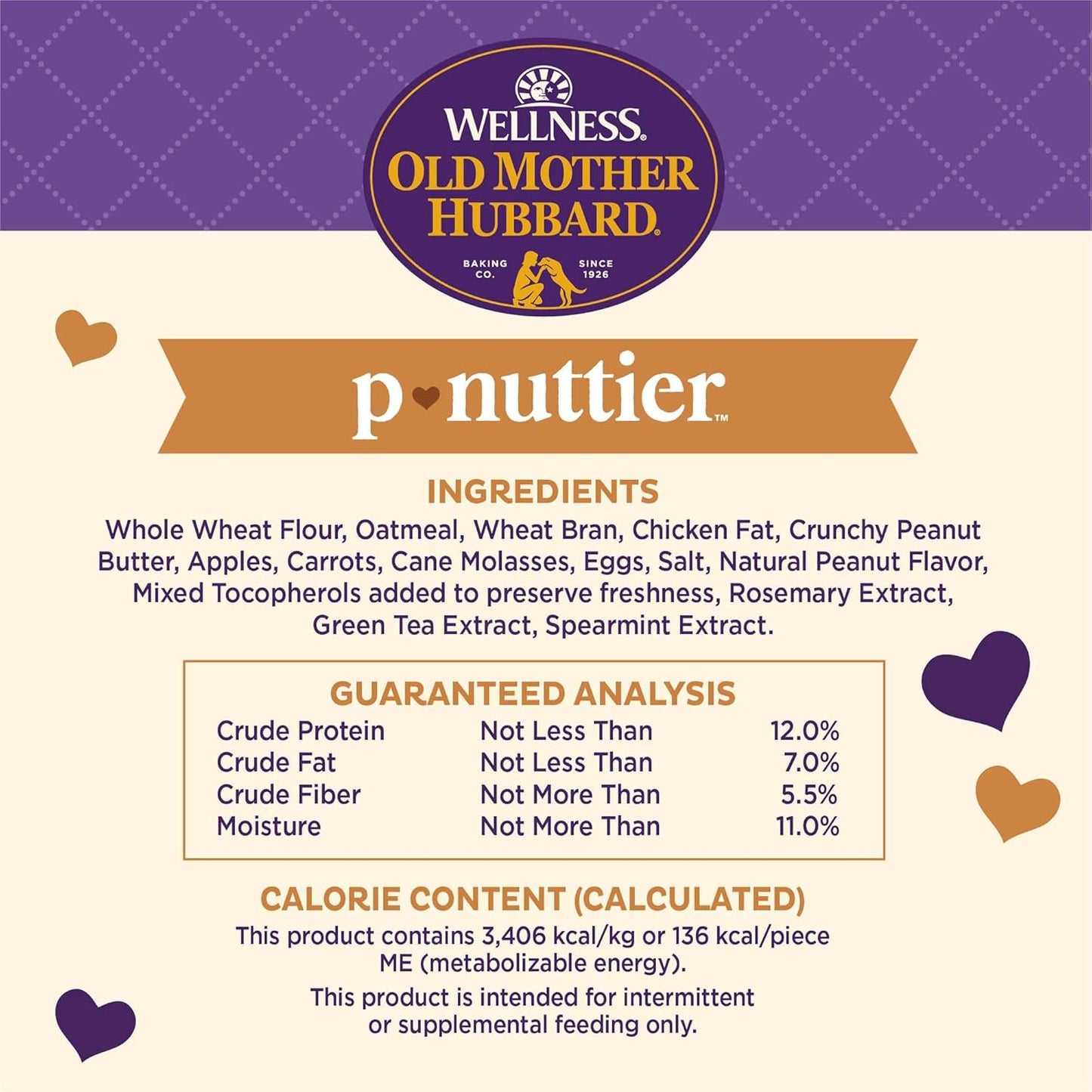 Old Mother Hubbard Wellness P-Nuttier Dog Biscuits, Natural, Training Treats, Peanut Butter Flavor, Large Size, (6 Pound Box)
