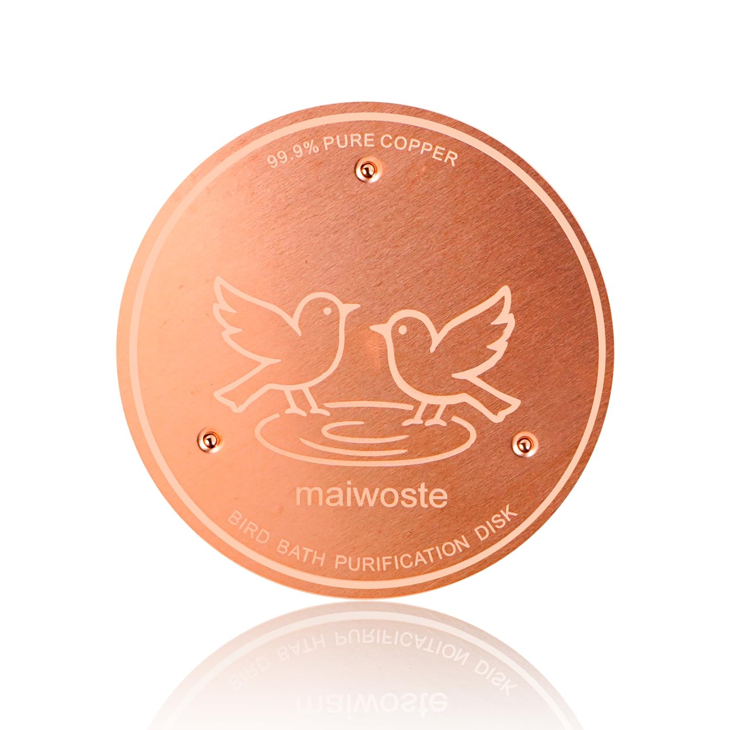 Bird Bath Copper Disk, 4 Inch 0.6mm Thick 99.9% Pure Copper Disc with Triple-Point Support, Natural Water Cleaner for All-Season Use, Universal Fit for Outdoor BirdBaths, Bowls