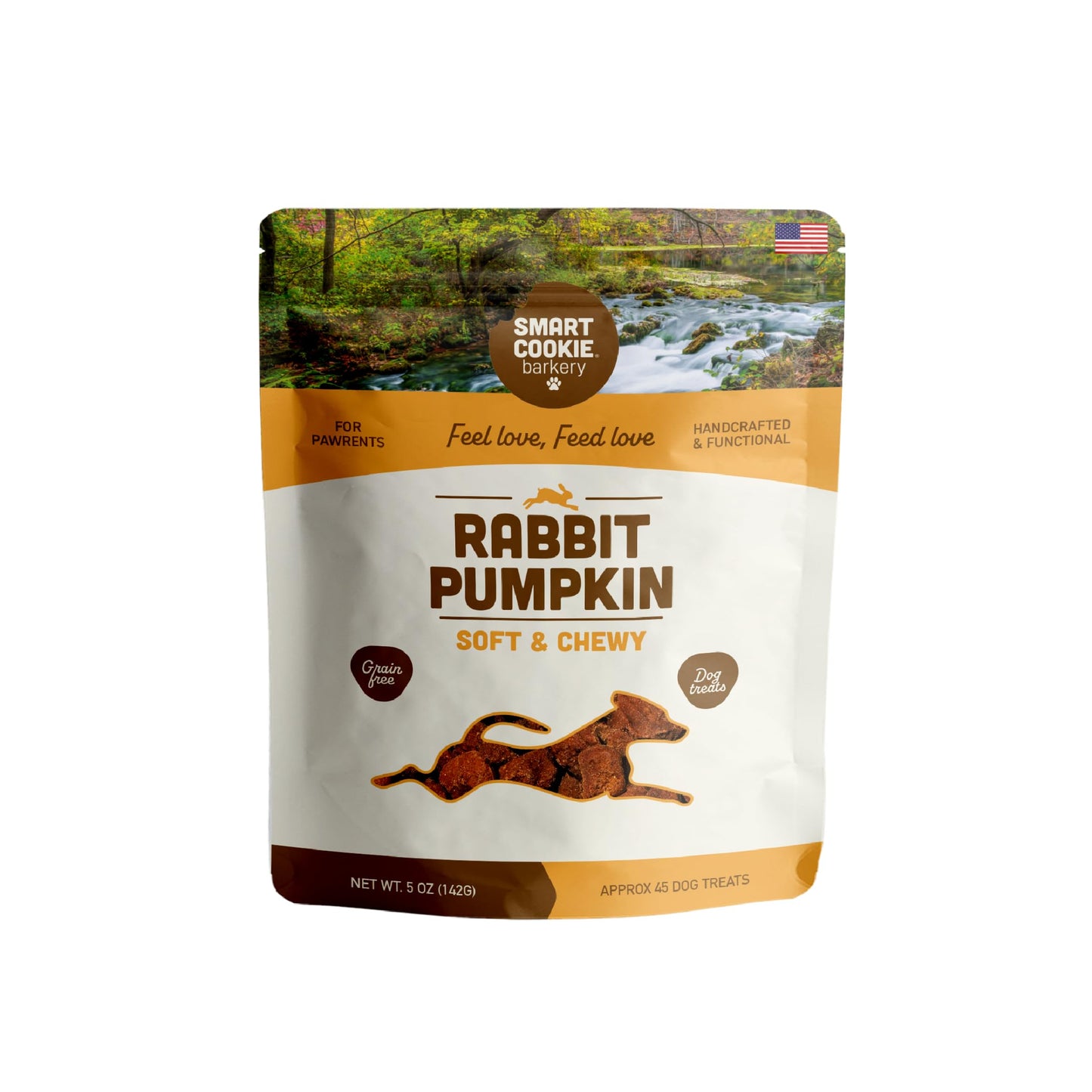 Smart Cookie All Natural Dog Treats - Rabbit & Pumpkin - Training Treats for Dogs & Puppies with Allergies, Sensitive Stomachs - Soft Dog Treats, Grain Free, Chewy, Human-Grade, Made in USA - 5oz Bag