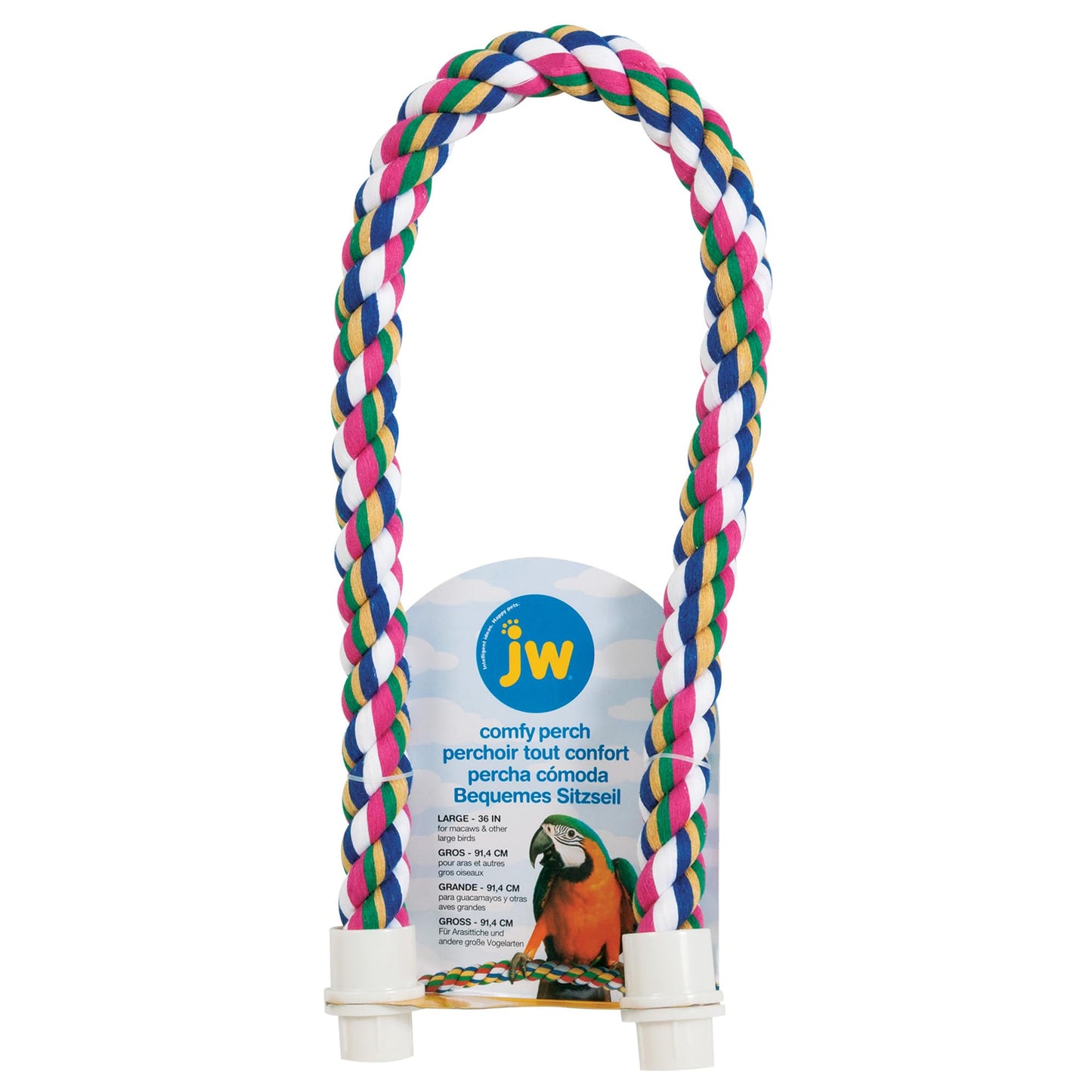 JW Pet Comfy Perch For Birds Flexible Multi-color Rope, Large - 36" Length