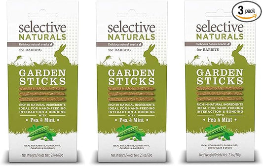 Supreme Petfoods 3 Pack of Selective Naturals Garden Sticks Rabbit Treats, 2.1 Ounces each, with Pea and Mint