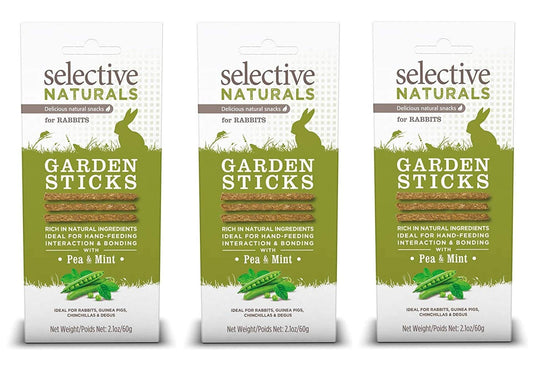 Supreme Petfoods 3 Pack of Selective Naturals Garden Sticks Rabbit Treats, 2.1 Ounces each, with Pea and Mint