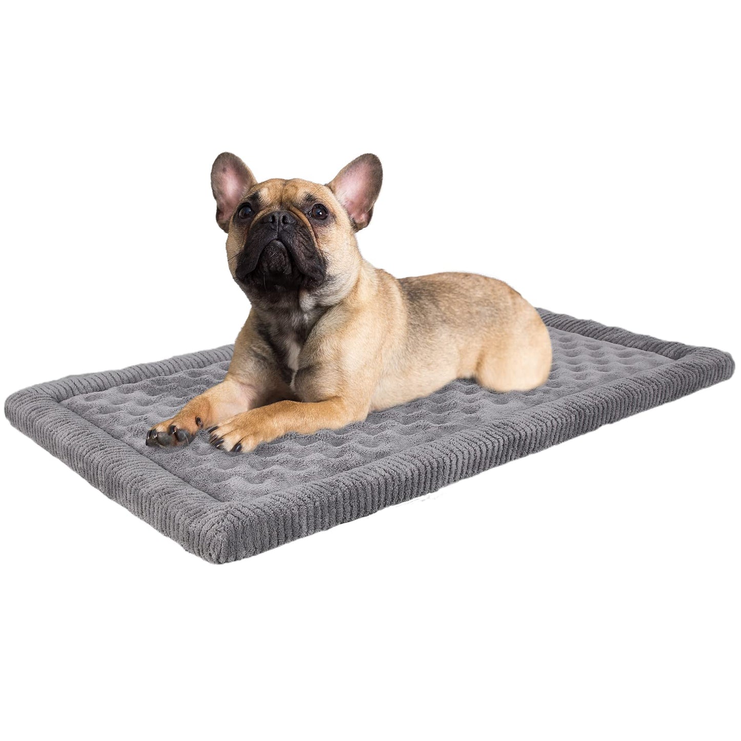 Dog Crate Pad 30x19 inch Gray Memory Foam Dog Bed Mat Small Medium Grey Washable Puppy Sleeping Bed Anti Slip