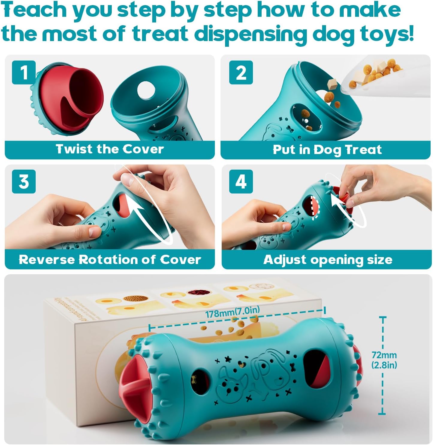 knitly Interactive Dog Toys, Adjustable Treat Dispensing Toy to Keep Them Busy, Dog Enrichment for Brain Stimulation & Cognitive for Puppy Puzzle to Reduce Boredom - Ideal Gift for Cats and Dogs
