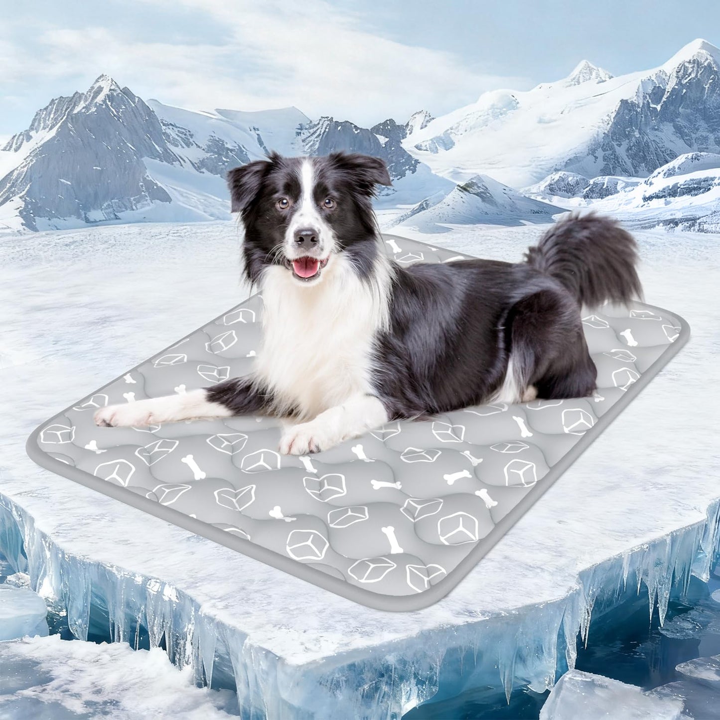Rywell Dog Cooling Mat 2.0, Elegant Grey, 44"*32" Thick & Durable Cooling Mat for Extra Large Dogs, Extended Cooling with Waterproof & Color-Changing