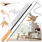 ROSAUI Cat Teaser Wand Toys, Interactive Bird Toys for Indoor Kittens, 42.15’’ Long Cat Fishing Pole Toys, 2Pcs Wires and 5Pcs Natural Refills, Sustainable Wooden Handles, Exercising, Playing