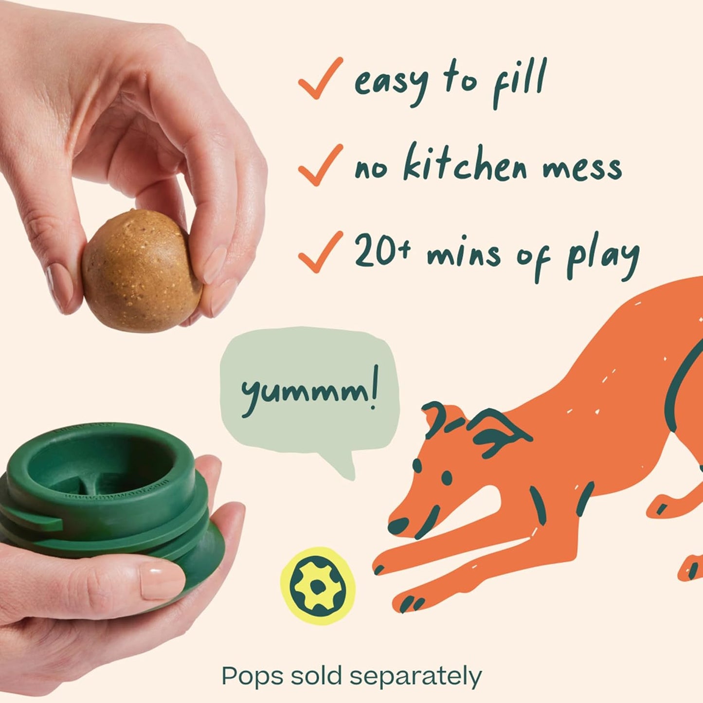 WOOF Pupsicle - Long-Lasting Interactive Dog Toy to Keep Your Pup Busy and Distracted - Safe for Dogs - Low-Mess Design - Dog Toys for Medium and Large Dogs 25-75 lbs