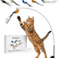 Whiskertons Interactive Bird Simulation Cat Toy Set, Interactive Cat Toys for Indoor Cats, Cat Feather Toy, Self-Holding Suction Base, 5 Replacement