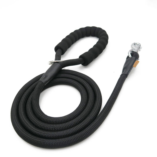 Dog Leash, Braided Rope Traction – Walking Training Lead for Medium/Large Dogs ((1/2") x 6FT, Black)