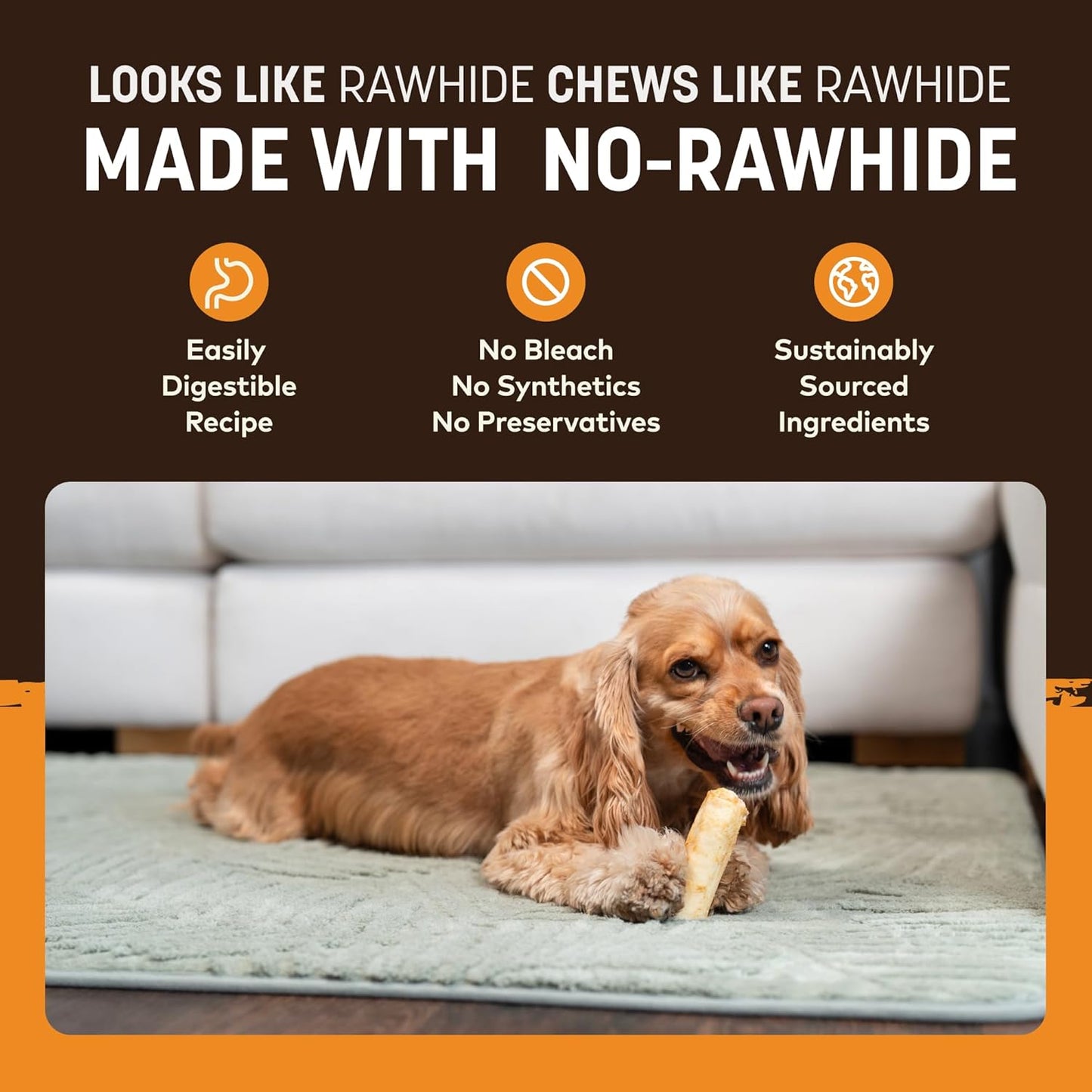 Earth Animal No Hide Chews - Long Lasting Rawhide Free Small Dog Chews Rolls, Chicken - 6 Count