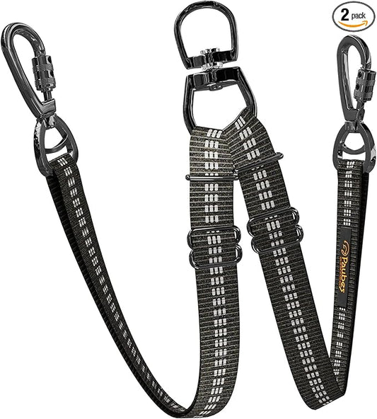 Double Dog Leash – Adjustable Length Long Leash for Dog Training – Dual Reflective Dog Leash with Non-Tangle Design – Heavy Duty Nylon and Metal