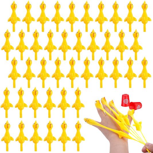 POPLAY 42PCS Flying Chicken Slingshot, Party Favors Treasure Box Toys for Kids, Flicking Rubber Chickens Finger Toys for Birthday Party Activity Gift, Classroom Prizes, Goodie Bag Stuffer