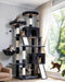 Gitelsnour Cat Tree for Indoor Cats, 71'' (180cm) Multi-Level Cat Tower for Large Adult, Sturdy Cat Tree House with 2 Scratching Boards 7 Posts, 2 Plush Perches/Condos, Hammock, Smoky Gray GCT032G