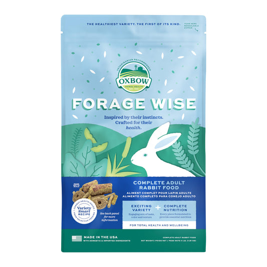 Oxbow Forage Wise Adult Rabbit Food, Engaging Variety Diet with Complete Nutrition in Every Piece, Timothy Hay Based Rabbit Food with Variety, Supports Digestion & Dental Health, Made in USA, 4 lb Bag
