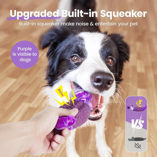 Tough Dog Chew Toys for Aggressive Chewers, Squeaky Indestructible Dog Toy for Large Dogs to Keep Them Busy & Reduce Boredom for Small, Medium, Large Breed, Bacon Flavor