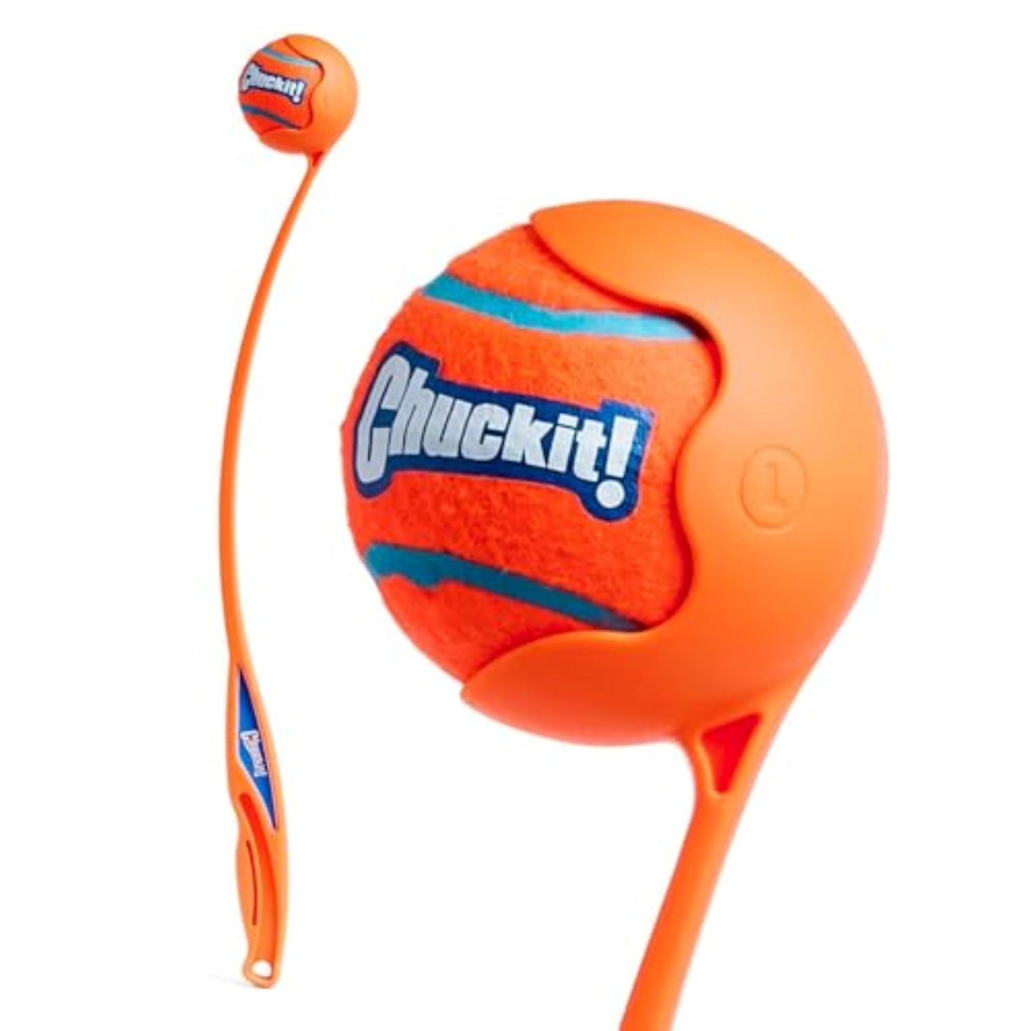 Chuckit! Sport 26L Dog Ball Launcher - Includes a 3-inch Diameter Large Ball for Dogs 60-100 Pounds - Manual Thrower for Dog Balls With a Slim Ergonomic Handle - 26-inch Length
