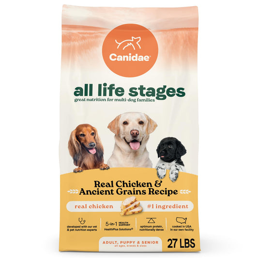 Canidae All Life Stages Real Chicken & Ancient Grains Recipe – High Protein Premium Dry Dog Food for All Ages, Breeds, and Sizes– 27 lbs.