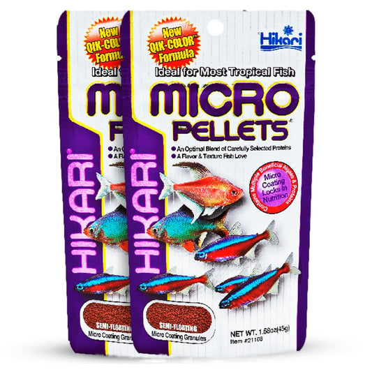 Hikari Tropical Micro Pellets for Tetras, Barbs, and Other Small-Mouthed Tropical Fish (1.58 Oz, Pack of 2) (2 Items)