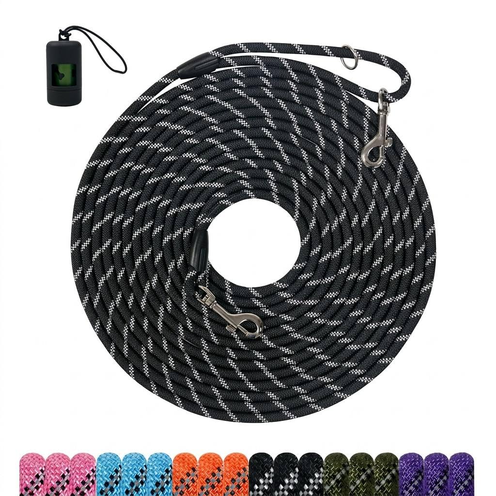 Long Dog Training Leash，Heavy Duty Reflective Rope Lead for Small Medium Large Dogs ，6FT 10FT 15FT 30FT 50FT for Training, Walking, Backyard, Camping
