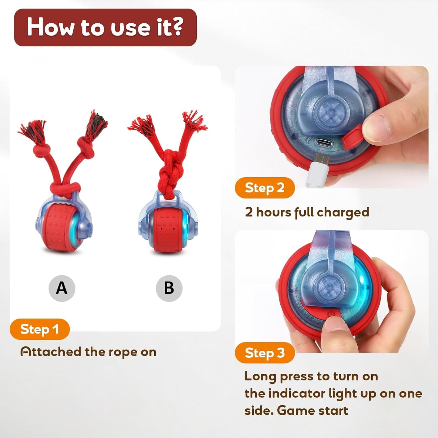 BENTOPAL Dog Toys Interactive Dogs Ball with Super High-Speed Rechargeable Dog Toy Ball for Puppies