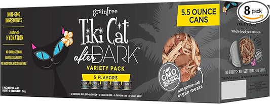 Tiki Cat After Dark Wet Cat Food, Variety Pack, 5.5 oz. Cans (8 Count)