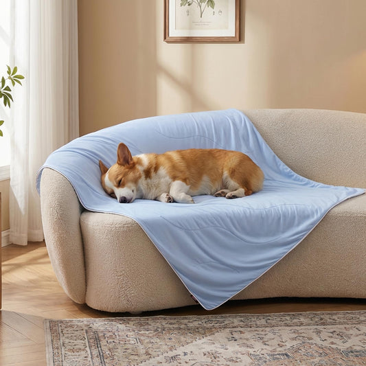 ZOMISIA Cooling Blanket for Medium Dogs - Lightweight Dog Cooling Mat with Breathable Air-Core Fill, Cold Pet Throw Blanket Washable for Summer, Soft