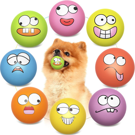 HDSX Squeaky Dog Toys Soft Latex Rubber Squeaky Dog Balls for Puppy Small Pet Dogs (8 Pack) (Round Balls)