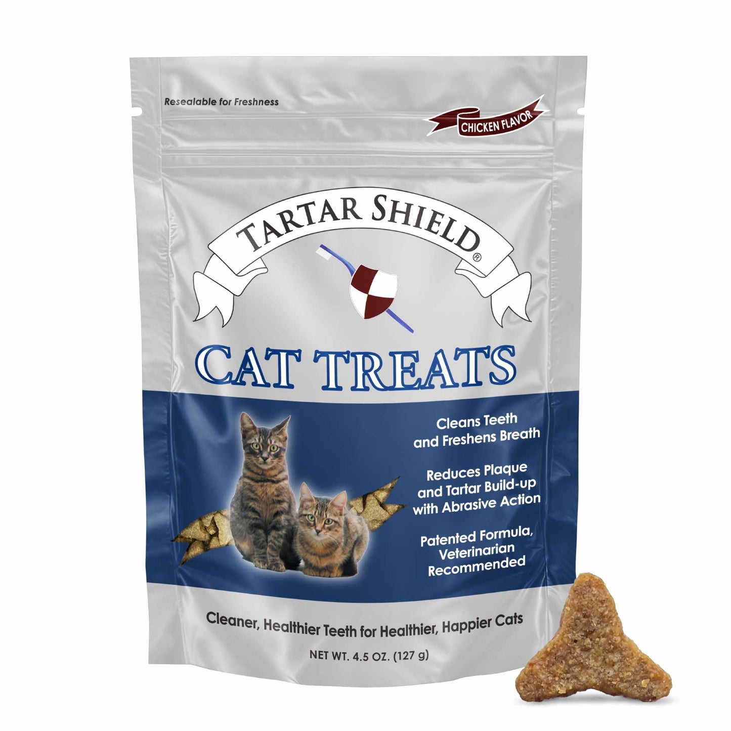 Tartar Shield Cat Treats | Daily Dental Treats | Cleans Teeth & Gums Fresh Breath Natural Oral Health Support | Wholesome & All-Natural Bites | USA Made | Tasty Chicken Flavor