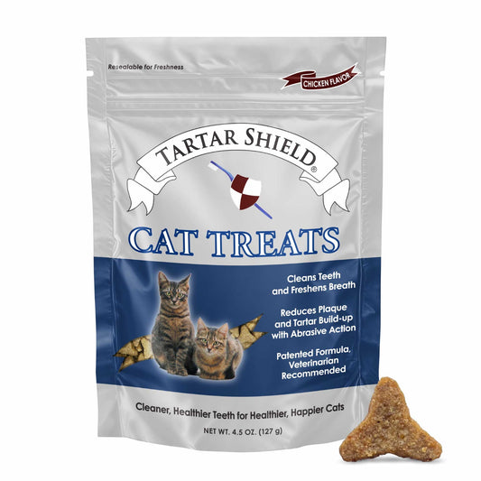 Tartar Shield Cat Treats | Daily Dental Treats | Cleans Teeth & Gums Fresh Breath Natural Oral Health Support | Wholesome & All-Natural Bites | USA Made | Tasty Chicken Flavor