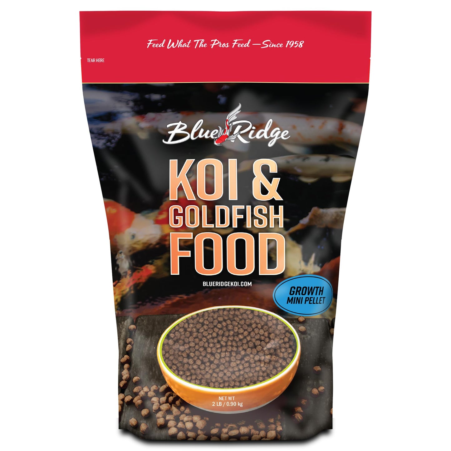 Blue Ridge Koi Fish Food 2lb - Koi Food Mini Growth Formula, Goldfish Food, Premium Fish Food for Ponds, Ponds Fish Food, Floating Pond Pellets