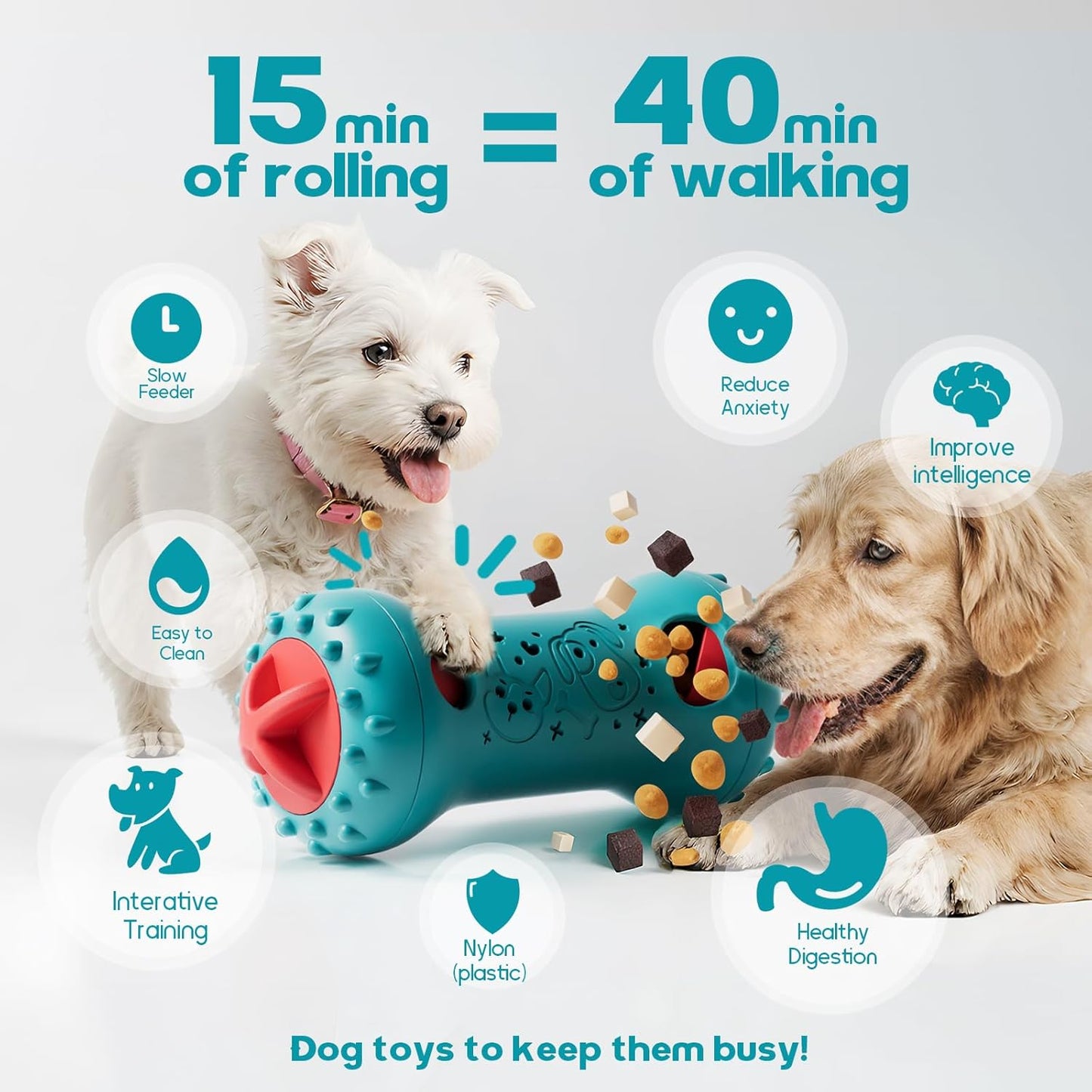knitly Interactive Dog Toys, Adjustable Treat Dispensing Toy to Keep Them Busy, Dog Enrichment for Brain Stimulation & Cognitive for Puppy Puzzle to Reduce Boredom - Ideal Gift for Cats and Dogs