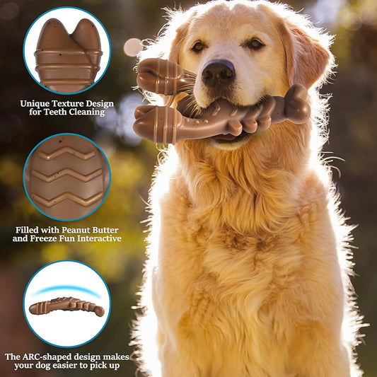 NEZIN Dog Toys for Aggressive Chewers, Indestructible Toys for Large Dogs, Dog Chew for Large Medium Small Breed, 3 Pack Super Chewer with Tough Nylon, Gift for Dogs