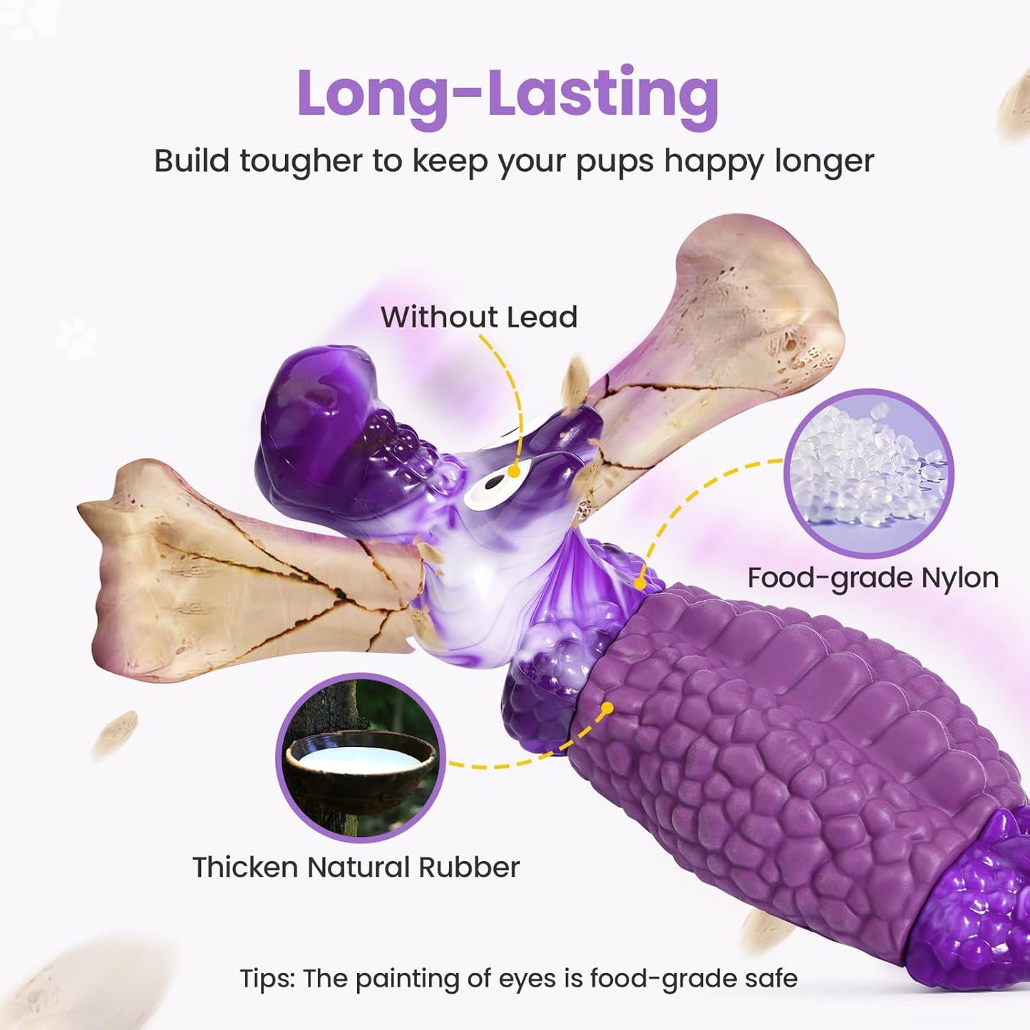 Tough Dog Chew Toys for Aggressive Chewers, Squeaky Indestructible Dog Toy for Large Dogs to Keep Them Busy & Reduce Boredom for Small, Medium, Large Breed, Bacon Flavor