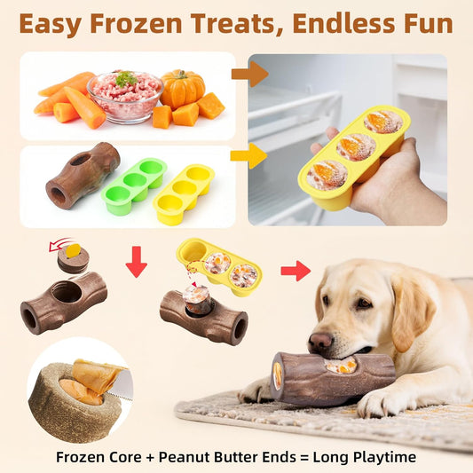 ClariVora 2 Pack Dog Toys for Aggressive Chewers, Interactive Indestructible Dog Toys to Keep Them Busy, Durable Dog Frozen Treat Toy for Large & Medium Dogs, Reduces Anxiety & Extends Playtime, Brown