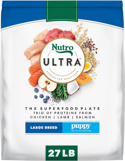 Nutro Ultra Large Breed Puppy Dry Dog Food, Chicken, Lamb and Salmon Protein Trio, 27 lb Bag