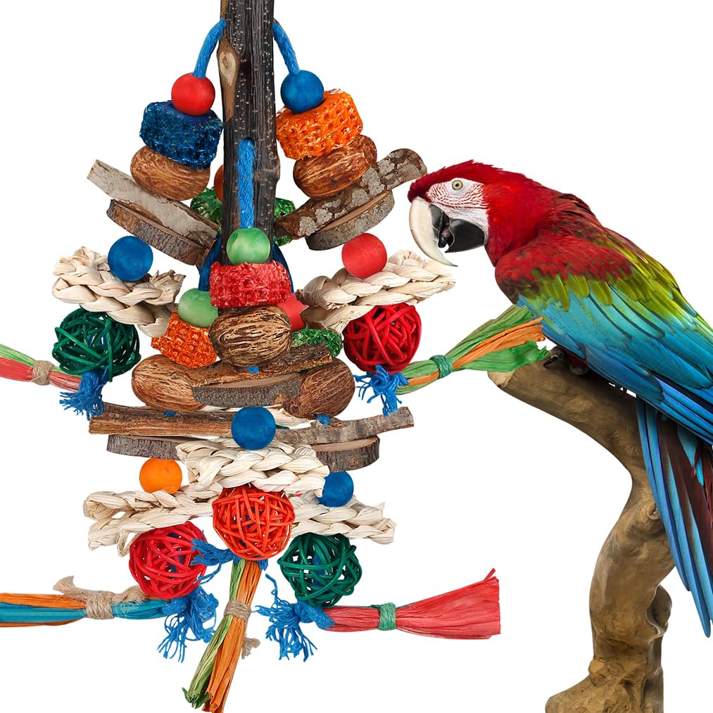Bird Toys,Parrot Toys Exciting Chewing Fun for Parakeets,Cockatiels,Conures,Lovebirds,African Gray Cockatoos  And Other Small Medium-Sized Parrot Natural Corn Cob Sturdy Nut (old bark)