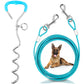 Supet Dog Tie Out Cable and Stake, Heavy Duty Runner with 32/16/10 FT Lead, Long Leash/Tether for Camping Backyard Outdoor Ground, Chain for Medium