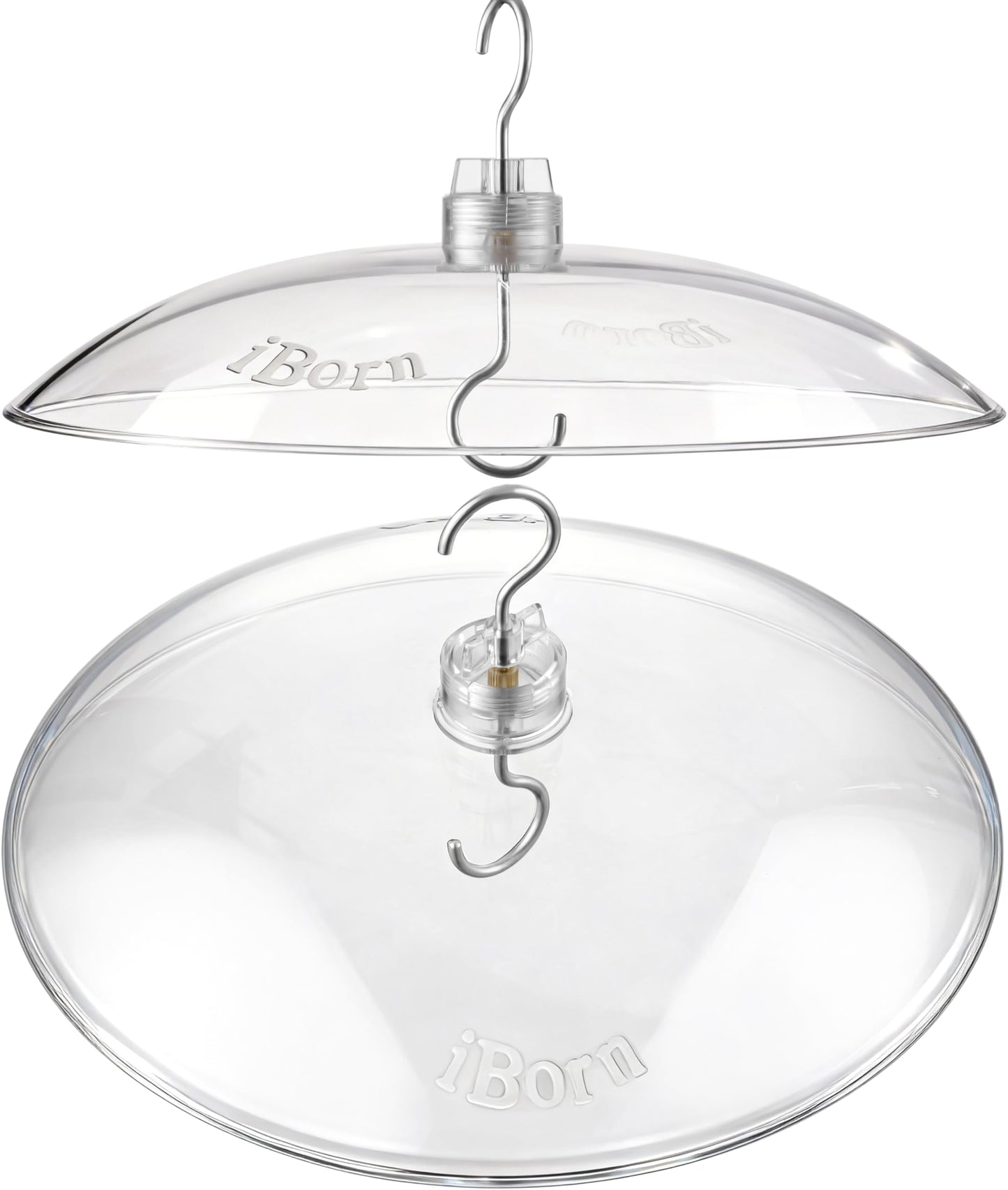iBorn Baffles for Bird Feeders, 13” Bird Feeder Cover for Rain Guard, Birds Feeders Rain Guard, Full Protection for Feeders for Outdoors, Chew-Proof Polycarbonate, Pack of 2, Transparent