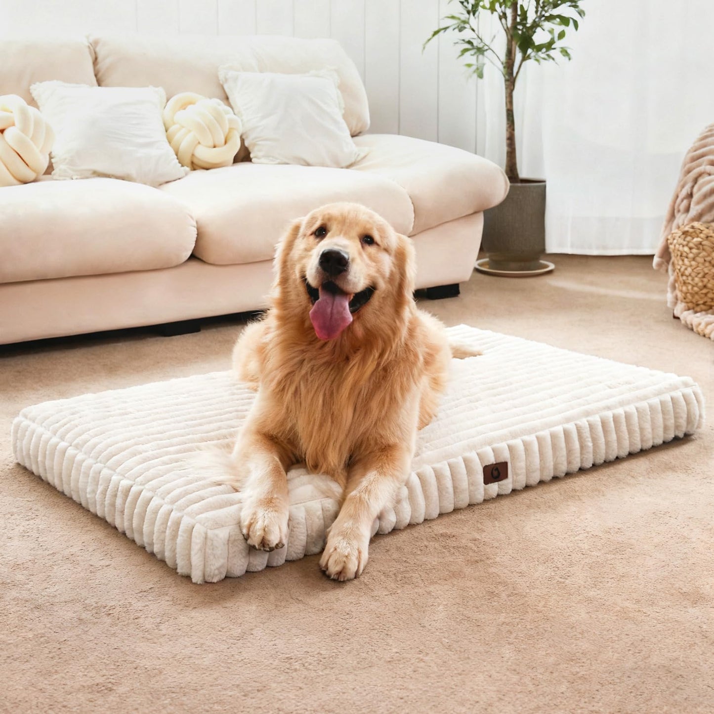 Dog Beds for Large Sized Dog, Orthopedic Pet Bed with Waterproof Lining, Soft Short Plush Surface & Egg Crate Foam, Machine Washable Pet Bed with Removable Cover & Anti Slip Bottom
