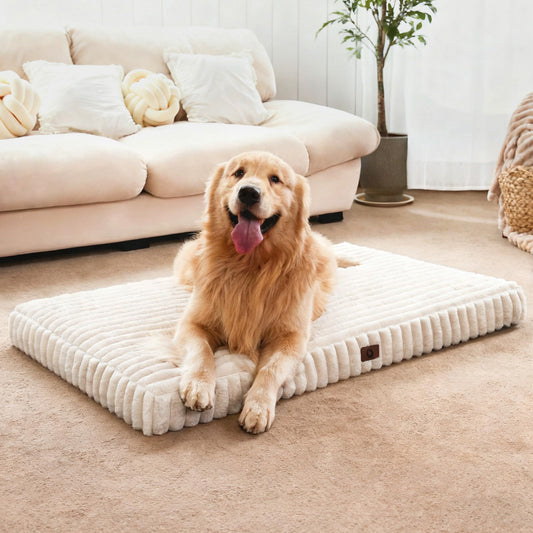 Dog Beds for Large Sized Dog, Orthopedic Pet Bed with Waterproof Lining, Soft Short Plush Surface & Egg Crate Foam, Machine Washable Pet Bed with Removable Cover & Anti Slip Bottom