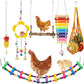 Longer Chain Chicken Toys for Coop Accessories 7PCS, Chicken Swing Ladder Perch roosts, Chicken Xylophone Mirror with Bells Vegetable Fruits Hanging Chicken Feeder for hens Bird Parrot