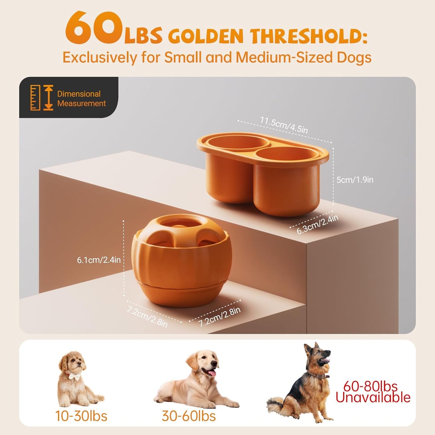 havit Frozen Dog Treats Toy to Keep Them Busy, Cognitive Dog Enrichment Toys,Interactive Toys Long Lasting, Easy to Clean (Orange)