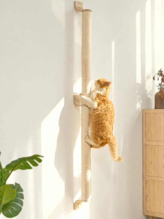 FUKUMARU Cat Wall Scratcher, 60" Tall Wall Mounted Kitten Scratching Post, Sturdy Sisal Climbing Tree for Indoor Large Cats