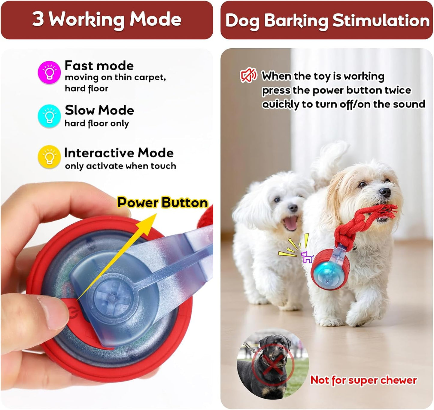 BENTOPAL Dog Toys Interactive Dogs Ball with Super High-Speed Rechargeable Dog Toy Ball for Puppies