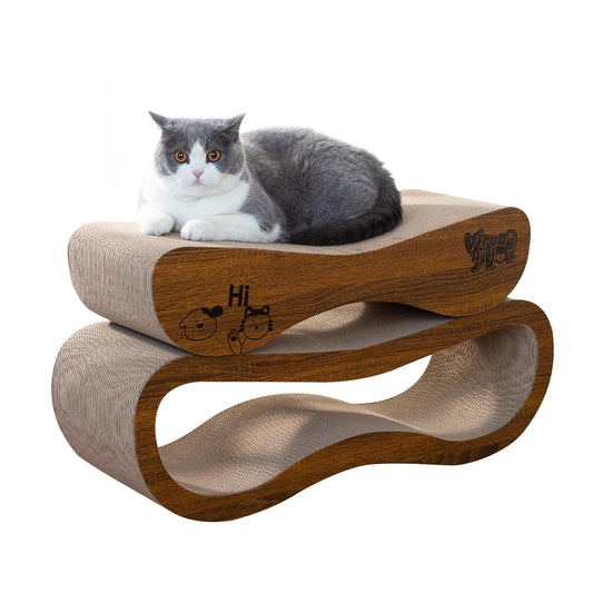Cat Scratcher 2 in 1 Scratchers for Indoor Cats Scratching Board Cardboard, Horizontal Corrugated Scratch Pad for Cats as Beds & Furniture Reversible Sofa Scratch