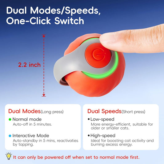 Potaroma Moving Ball Cat Toys with Feather Tail, Rechargeable 2025 New Interactive Toy for Indoor Cats Exercise, Smart Interactive Kitten Rolling Ball, Orange