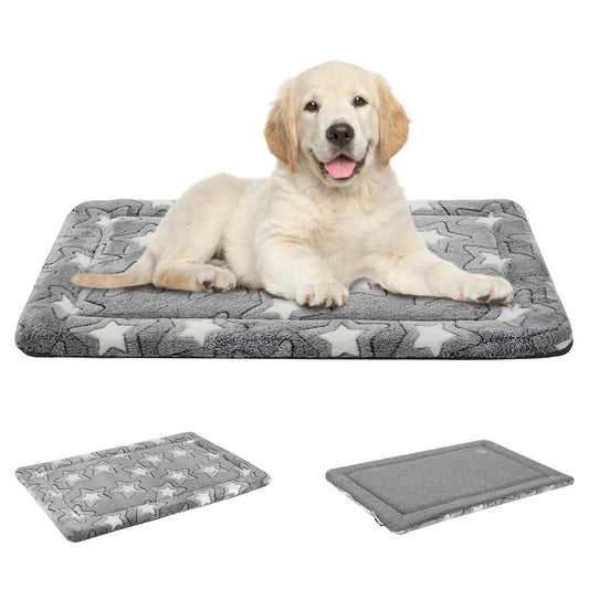 EMPSIGN Dog Crate Pad - Reversible Kennel Mat (Cool & Warm), Machine Washable, Cozy Star Pattern Sleeping Pad for Small Medium Large Dogs, All-Season Pet Bed, Suitable for 30"x20" Dog Crate, Grey