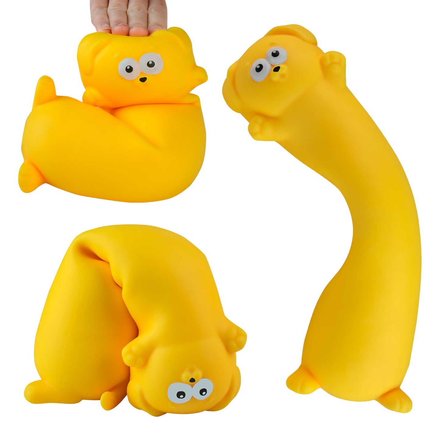 ORB Easy Sqweezy Pets Giant Stretchy Dog - Stretches Up to 5 Feet Long - Huge Jumbo Sized Yellow Squishy Toy Puppy, Stretch and Squeeze for Stress